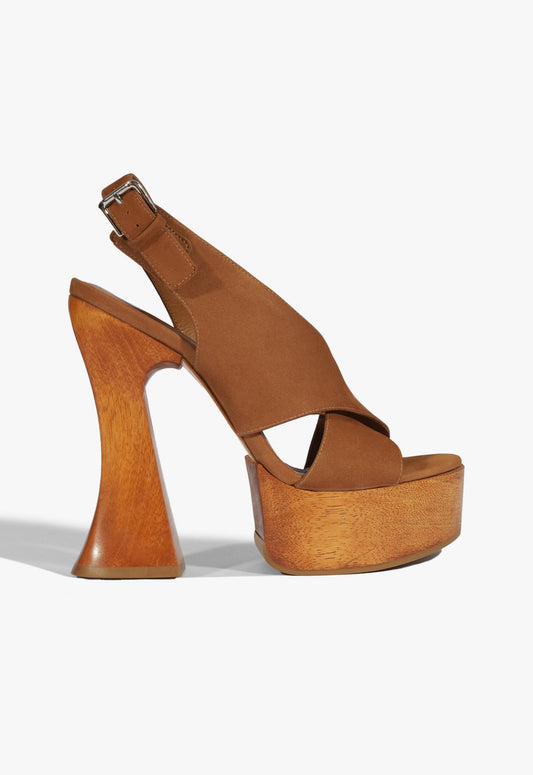 Jennifer Platform Sandal SPRING 25 5 Caramel Coffee Suede - Schutz Shoes