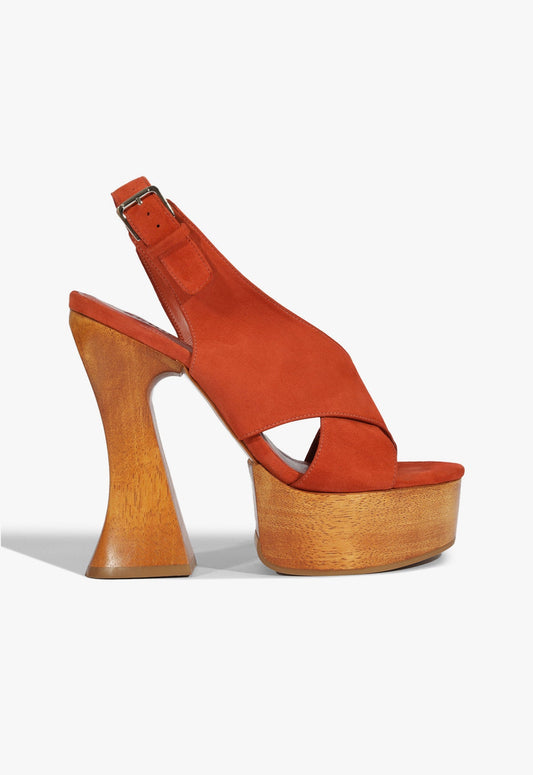 Jennifer Platform Sandal SPRING 25 5 Sunset Ochre Suede - Schutz Shoes