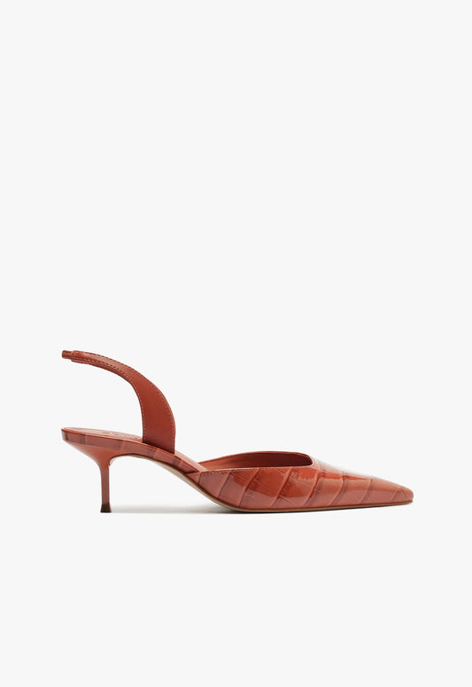 Paola Mid Sling Pump RESORT 25 5 Orange Croc - Schutz Shoes