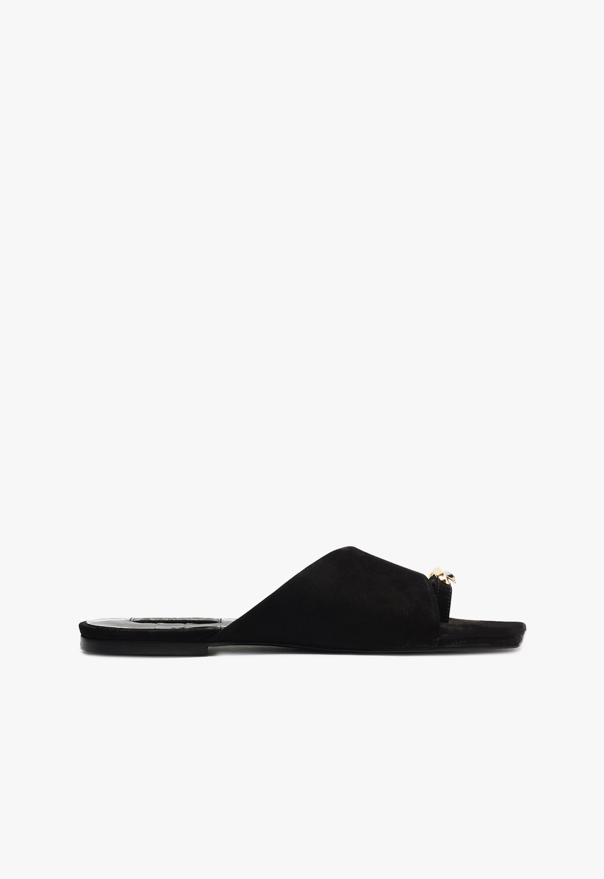 Jodie Black Leather Flat Sandal RESORT 25 5 Black Nubuck - Schutz Shoes