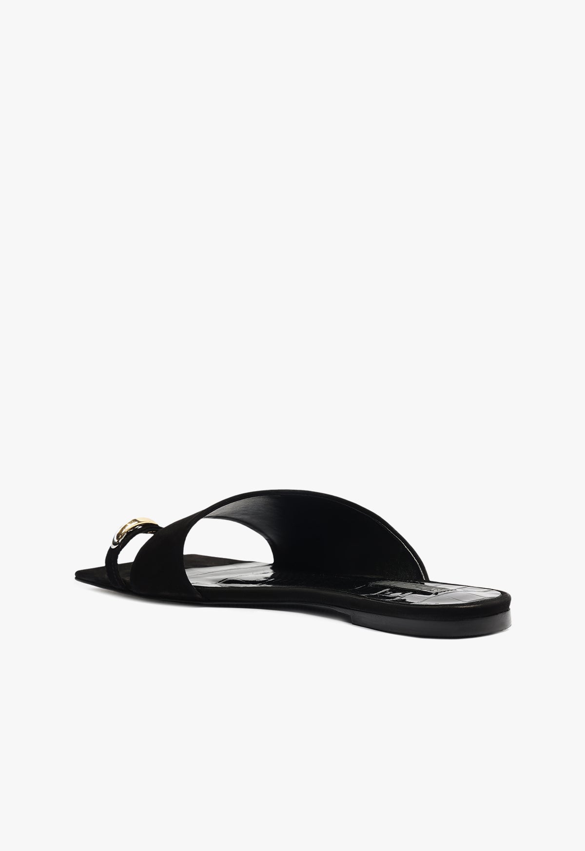 Jodie Black Leather Flat Sandal RESORT 25 - Schutz Shoes