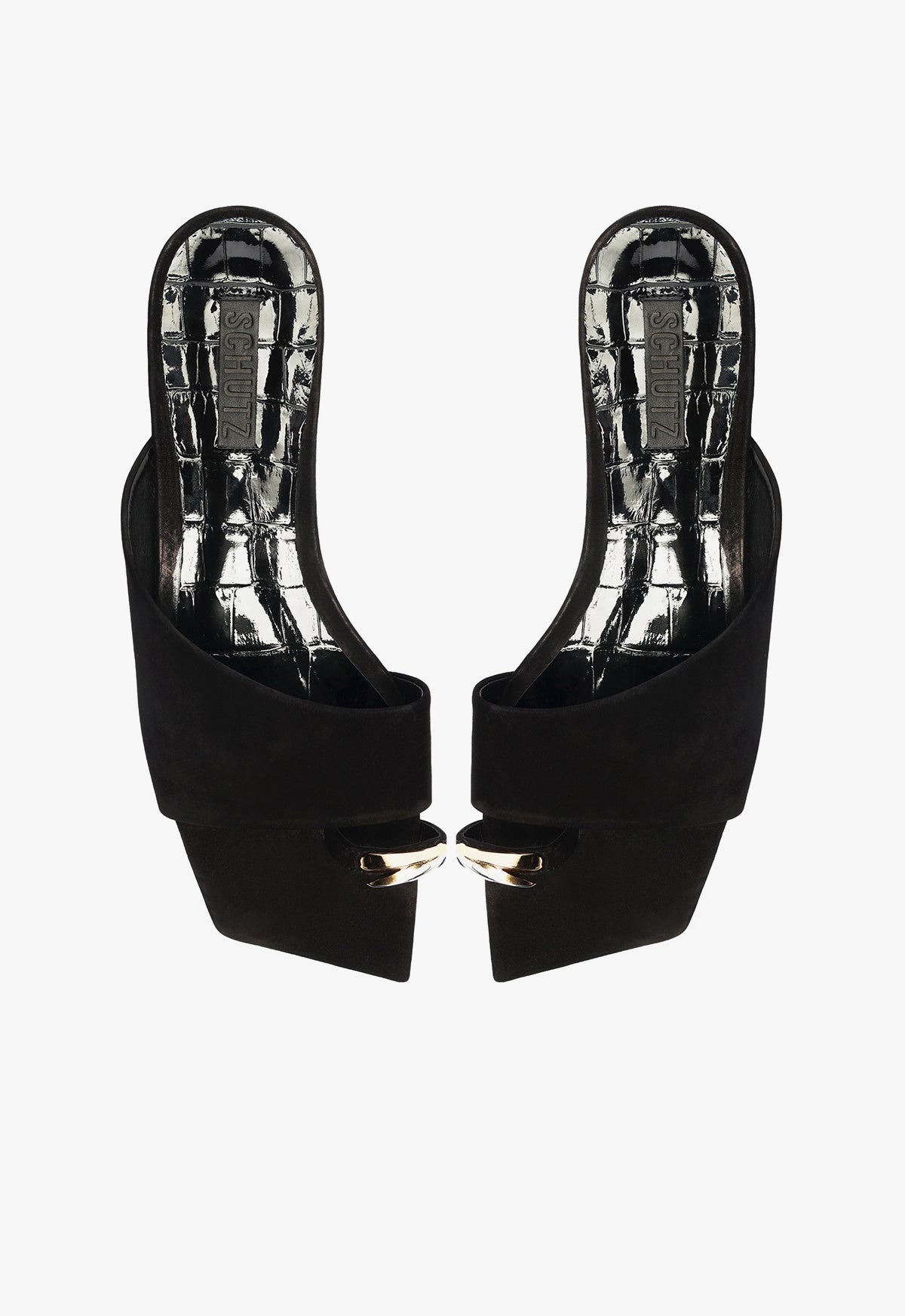 Jodie Black Leather Flat Sandal RESORT 25 - Schutz Shoes