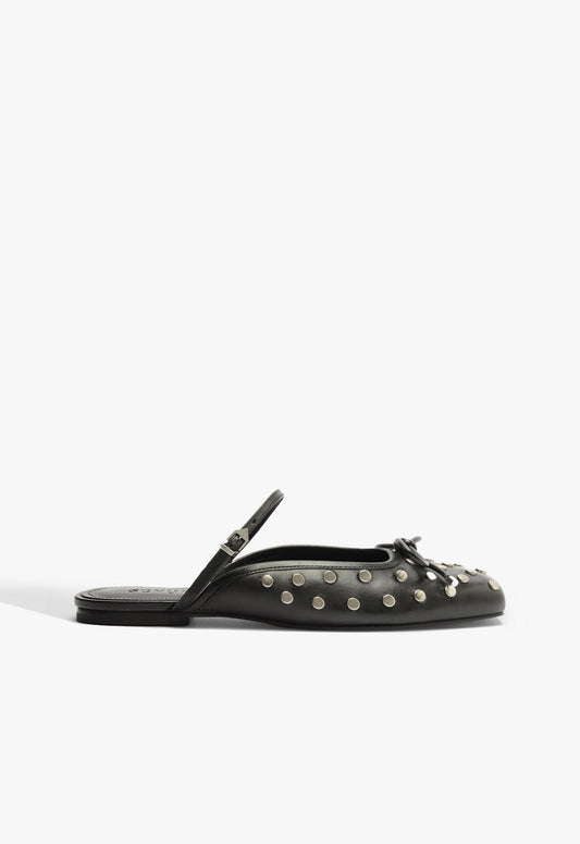 Arissa Mule Black Leather Flat RESORT 25 5 Black Atanado Leather - Schutz Shoes