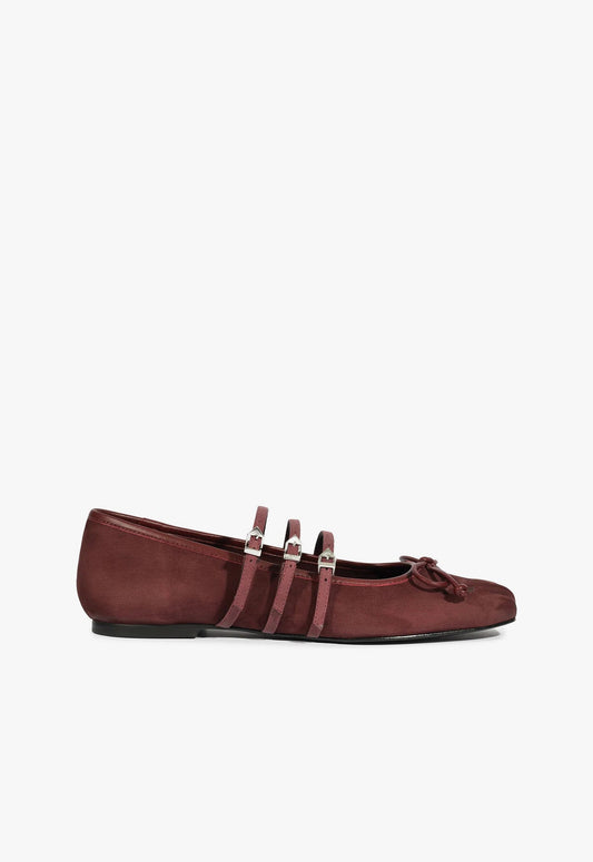 Arissa Strap Flat FALL 24 5 Cherry Wine Suede - Schutz Shoes