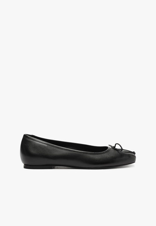 Arissa Draped Ballet Flat WINTER 24 5 Black Atanado Leather - Schutz Shoes