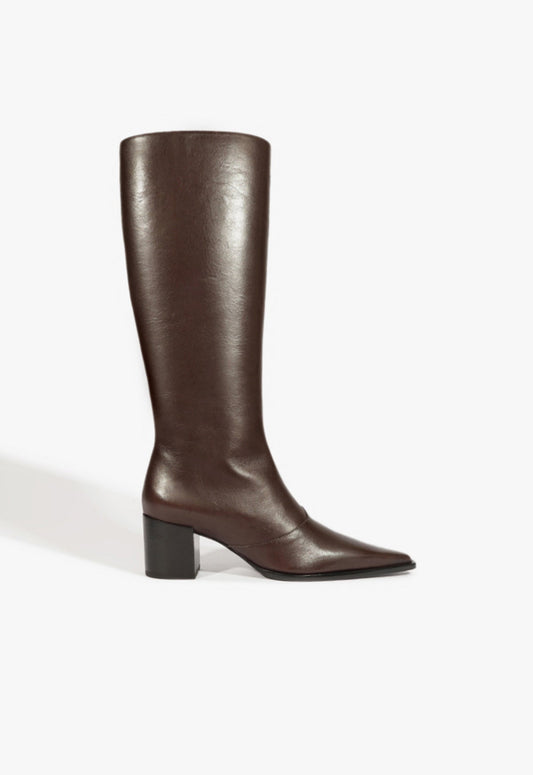 Raffaela Up Mid Boot WINTER 24 5 Dark Brown Atanado Leather - Schutz Shoes
