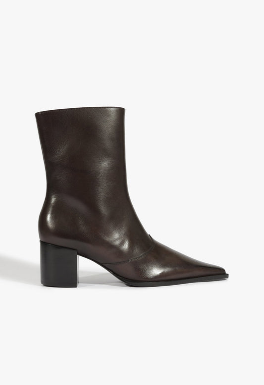 Raffaela Mid Bootie WINTER 24 5 Dark Brown Atanado Leather - Schutz Shoes