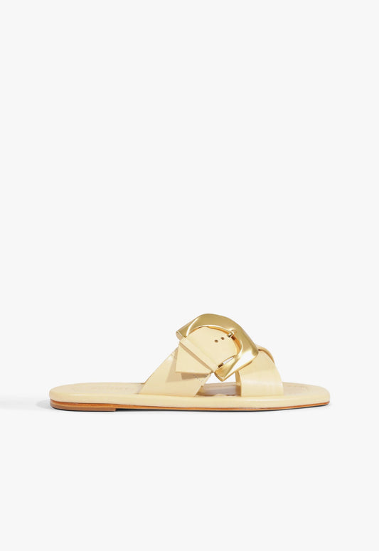 Lois Beige Leather Flat Sandal HIGH SUMMER 25 5 Natural Nibs Leather - Schutz Shoes