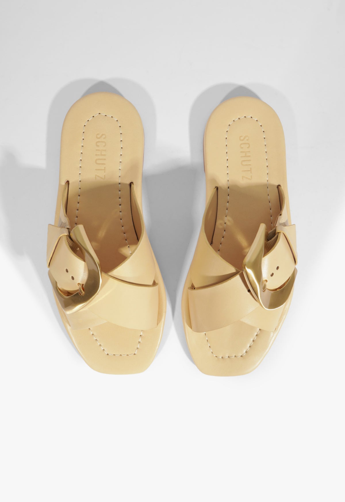 Lois Beige Leather Flat Sandal HIGH SUMMER 25 - Schutz Shoes