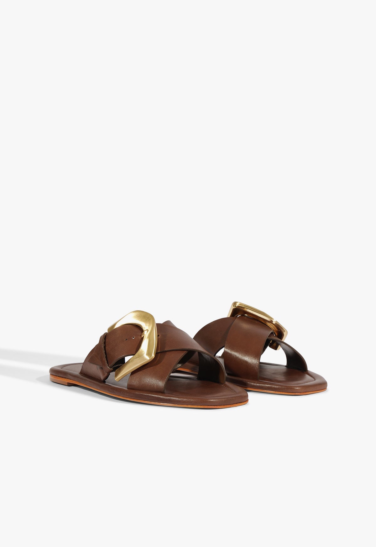 Lois Brown Leather Flat Sandal HIGH SUMMER 25 - Schutz Shoes