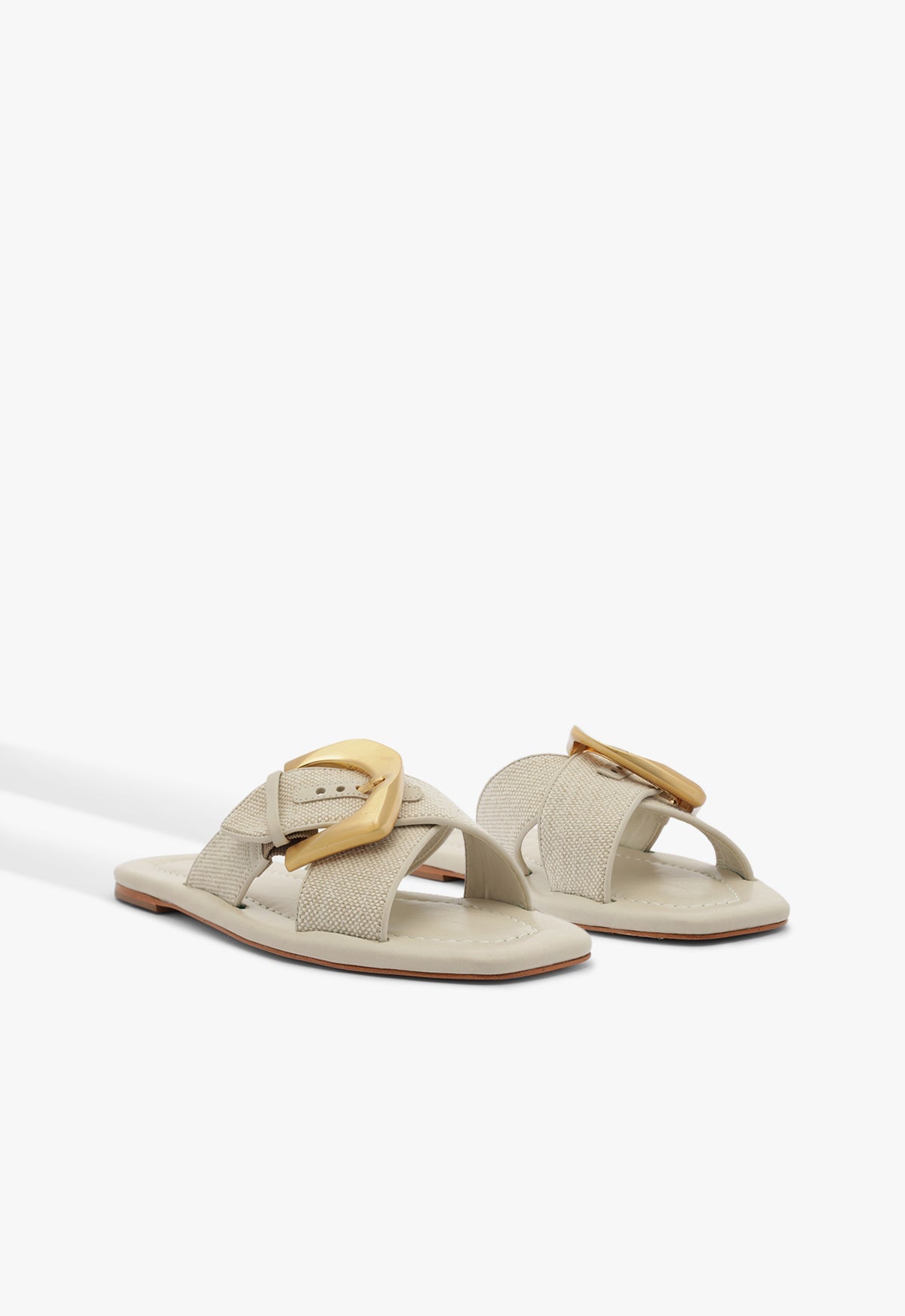 Lois Beige Linen Flat Sandal HIGH SUMMER 25 - Schutz Shoes