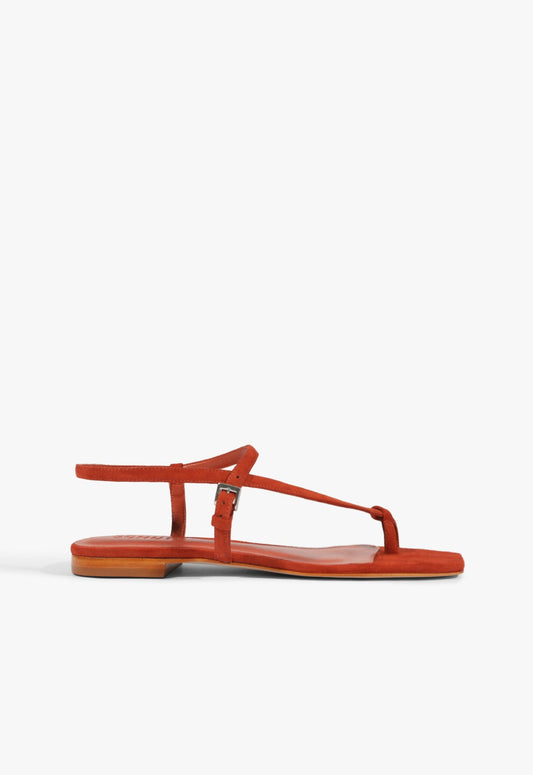 Lisa Red Suede Flat Sandal HIGH SUMMER 25 5 Caiena Red Suede - Schutz Shoes