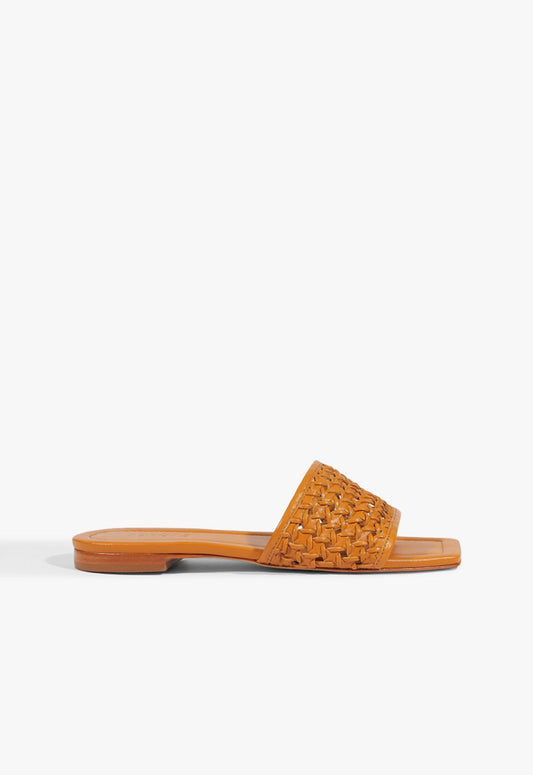 Juliet Leather Flat Sandal HIGH SUMMER 25 5 Inca Gold Leather - Schutz Shoes