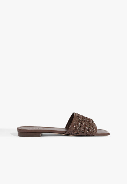 Juliet Brown Leather Flat Sandal HIGH SUMMER 25 5 Root Brown Leather - Schutz Shoes
