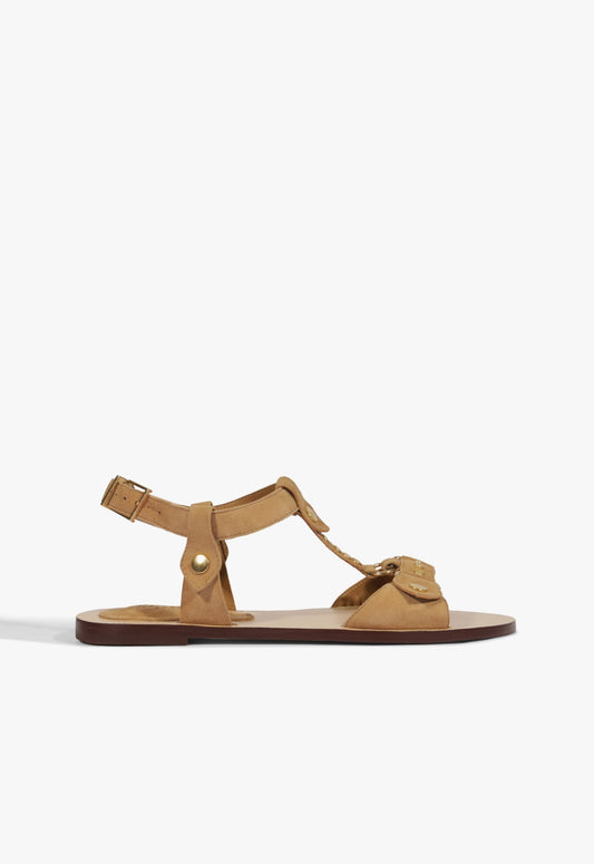 Stevie Brown Suede Flat Sandal HIGH SUMMER 25 5 Sandstone Suede - Schutz Shoes