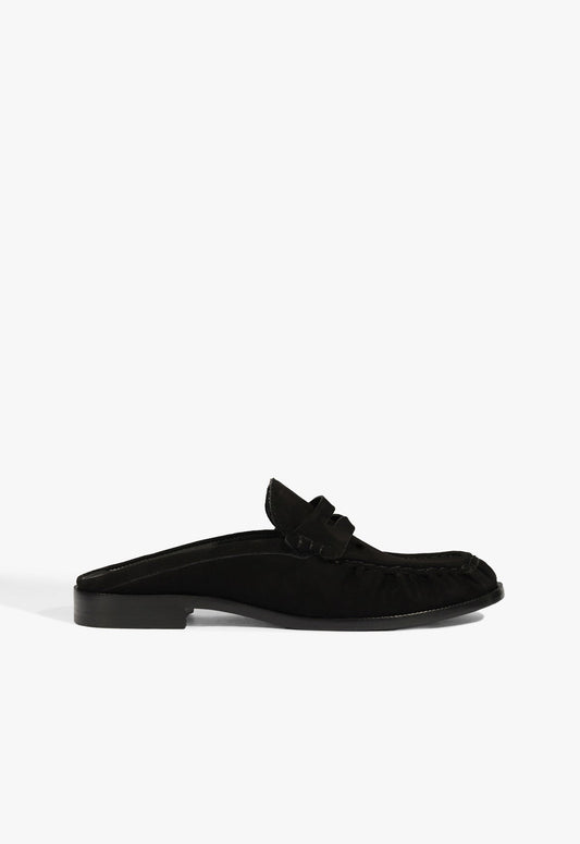 Tyche Mule Suede Flat PRE FALL 25 5 Black Suede - Schutz Shoes