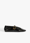 Courtney Buckle Patent Flat PRE FALL 25 5 Black Patent - Schutz Shoes