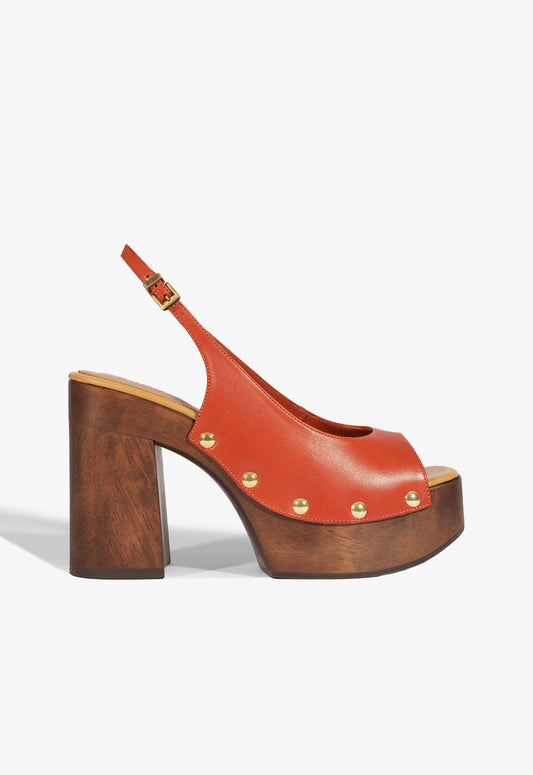 Rose Sling Platform Sandal SPRING 25 5 Orange Leather - Schutz Shoes
